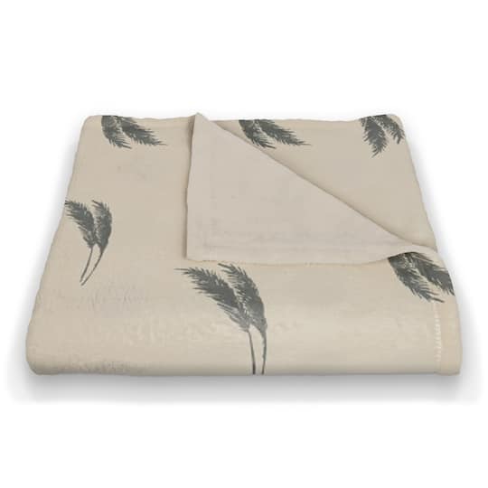 Feather Grass Coral Fleece Blanket
